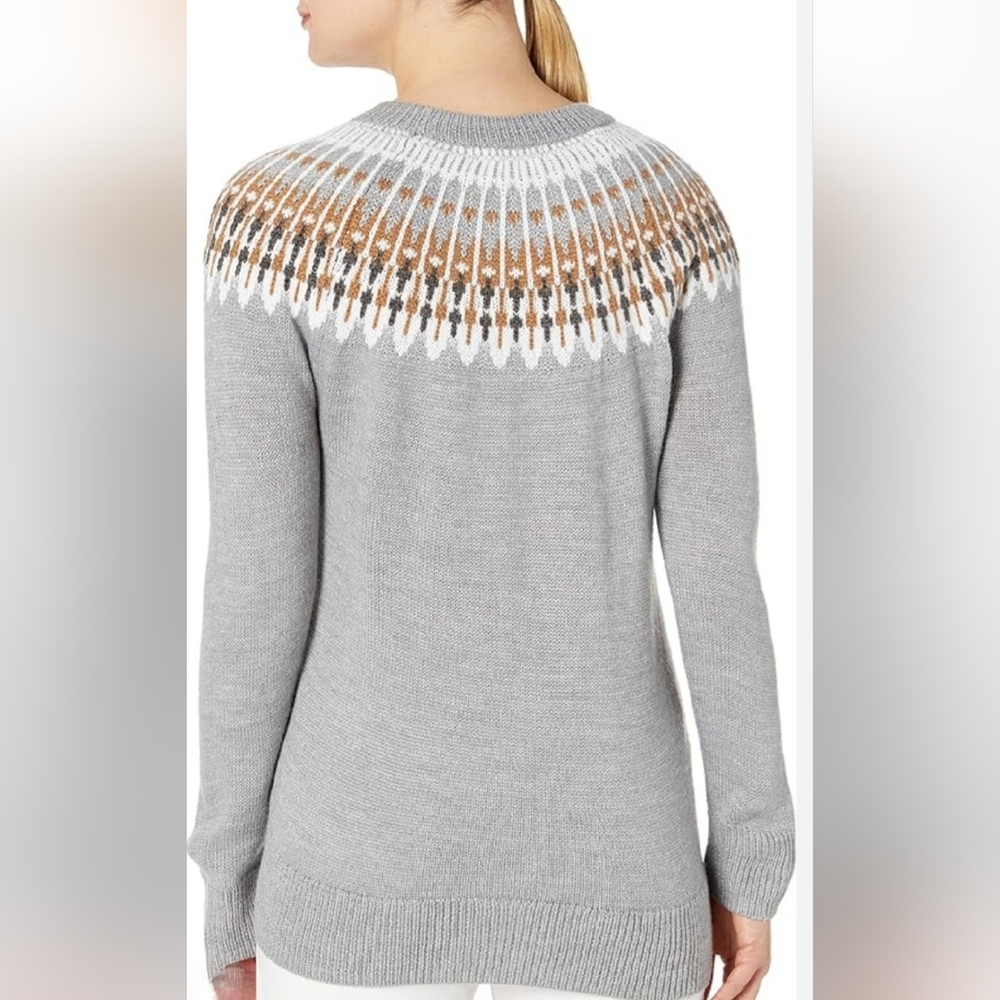 Calvin Klein NWT Soft Gray Fair Isle Ski Resort Sweater w/Metallic Accents Sz XL